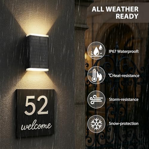 Solar Wall Light Outdoor , 3000/4000/6000K 3 Modes Dusk to Dawn Lighting Wall Sconce IP67 Waterproof Up and Down Solar Lights Outdoor Front Door Light for House, Garage, Porch, Doorway,Fence (6PACK) - Image 6