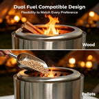 HGD 9.6 x 7.1 in Small Tabletop Fire Pit, Portable Mini Smokeless Table Top Firepit, Low Smoke Camping Stove for Outdoor & Patio, Fueled by Pellets or Wood, with Travel Bag, Stainless Steel, Silver - Image 3