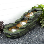 Naturefalls 44” Length Outdoor Rock Water Fountain with LED Lights - 4-Tiers Poly-Resin Cascading Waterfall Fountain for Garden, Patio, Yard, Home Decor by Naturefalls