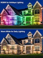 Christmas RGBW Outdoor Spotlights for Yard, 10W Color Changing Landscape Lights with Remote Control 120V LED Landscape Lighting Waterproof Spotlight with Plug Tree Garden Path Decoration(2Pack) - Image 5
