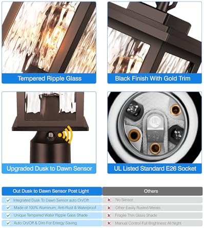 VIANIS Outdoor Post Lights Hardwired 120V, Oil Rubbed Bronze Aluminum - Image 7
