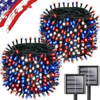 KAQ 2pack 500LED Solar String Lights Outdoor Waterproof Red White Blue by KAQ