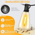 Brightever 25FT Outdoor String Lights 13 Bulbs, 2200K Amber Lights - Image 2