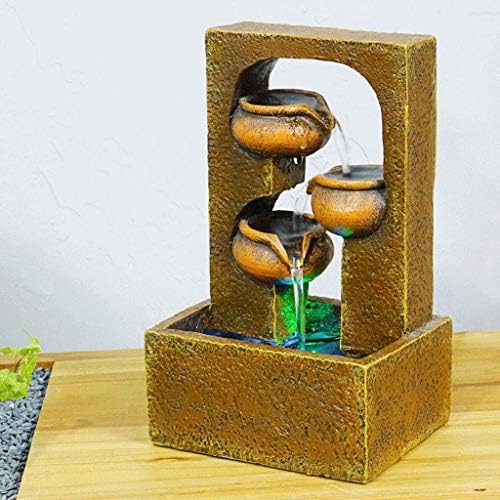 Indoor Tabletop Water Fountain Indoor and Outdoor Decorative Fountain Relaxation Desktop and Tabletop Fountain with Water Pump for Home Office Garden Terrace, 9.8" Height Environmental Resin Waterfall - Image 4