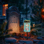 Poceacles Cross Solar Lights Outdoor for Cemetery Grave Decorations, Fake LED Pillar Candles Solar Powered Waterproof Outdoor Stake Lights Grave Markers, Colorful Lily Cross Teal, Pack of 4 - Image 2