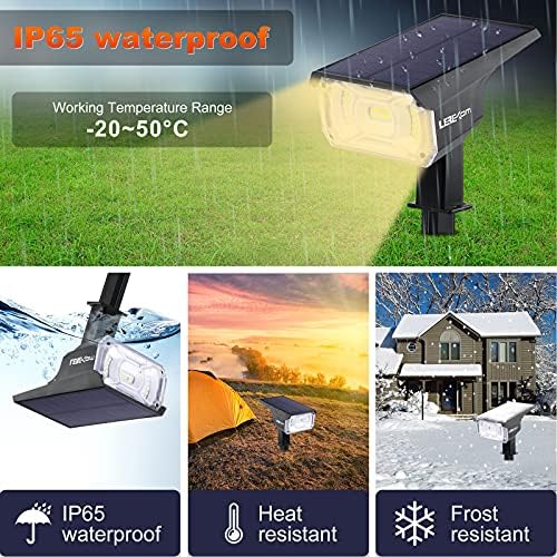 LEREKAM 40 LEDs Spotlights,IP65 Waterproof Solar Powered Landscape Spotlights 2-in-1 Wall Light, Outdoor Landscaping Lights Auto On/Off for Yard Garden 2Pack Warm-White - Image 2