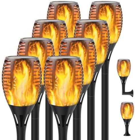 8Pack Flickering Solar Lights Outdoor Dancing Flame 3 Installation by Permande