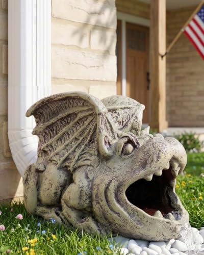 Real Gargoyle Sculpture Gutter Diverter Rain,Eco-Friendly Resin Gutter Extender Diverter,Demon Decor Gutter Extension Downspout, Splash Block, Perfect for 3"x4" Gutter Downspout Extension - Image 3