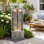 39" Outdoor Water Fountain, Modern LED Resin Water Wall Feature - Image 6