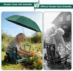 2-in-1 Garden Kneeler with Umbrella, Garden Kneeling Bench & Green Umbrella, Portable Garden Stool Loads Capacity 330lb and Garden Tools Bag with bottle holder, Gardening Gifts for Women,Men,Seniors - Image 4