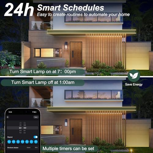 Outdoor Wall Light with Smart Bulb Exterior Lighting Fixtures Waterproof Porch Lights Outdoor Anti-Rust Wall Lantern with Clear Glass Outside Lights for House -2 Pack - Image 3