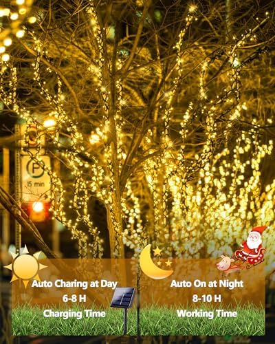 Solar Christmas Lights Outdoor 6 Pack 198FT 600LED String Lights Warm White - Image 2