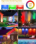 LED PAR38 Outdoor Flood Light Bulbs, RGBCW 5CCT, Not Dimmable, 4-Pack - Image 3