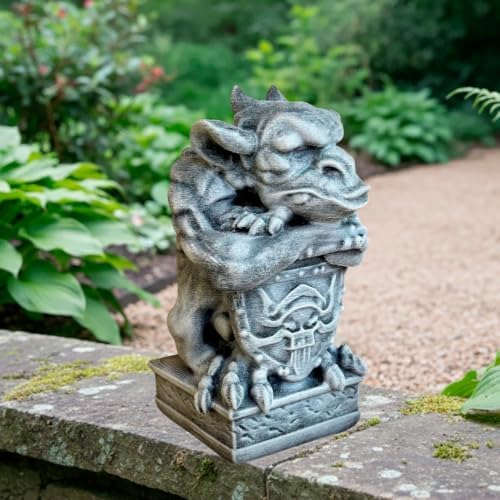 OLOMA Guardian Gargoyle Concrete Garden Statue Gothic Beast Sculpture Outdoor Lawn Yard Decor Handcrafted Cement Mythical Creature Figure Patio Porch Halloween Ornament Fantasy Gift Sculpture - Image 7