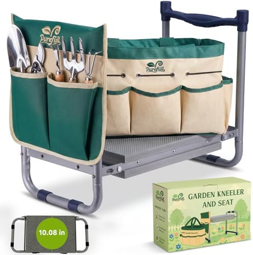 2-in-1 Heavy Duty Foldable Garden Kneeler And Stool With EVA Pad, Green by Purefull
