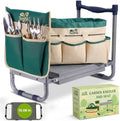 2-in-1 Heavy Duty Foldable Garden Kneeler And Stool With EVA Pad, Green by Purefull