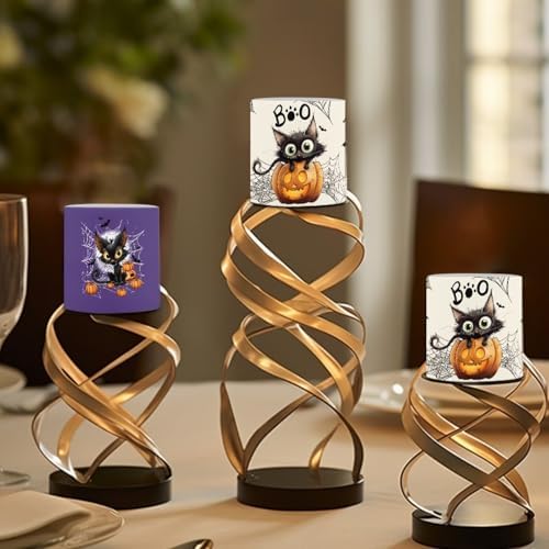 Halloween Day Candles Outdoor Waterproof Flameless Candle with Remote & Timer, Black Cat Battery Operated 3D LED Spider Web Pillar Candles for Hallowe'en Home Decor - Image 4