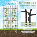Giantex 2 Packs 86"x20" Metal Garden Trellis for Outdoor Climbing Plants, Heavy-Duty Plant Support for Vine Rose Vegetable Flower, Rustproof Black Metal Coating Patio Trellis Arch Decorative Fence - Image 5
