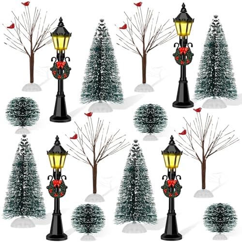 16 PCS Christmas Figurine Village Accessories, Mini Street Light Models by KVCSYAW