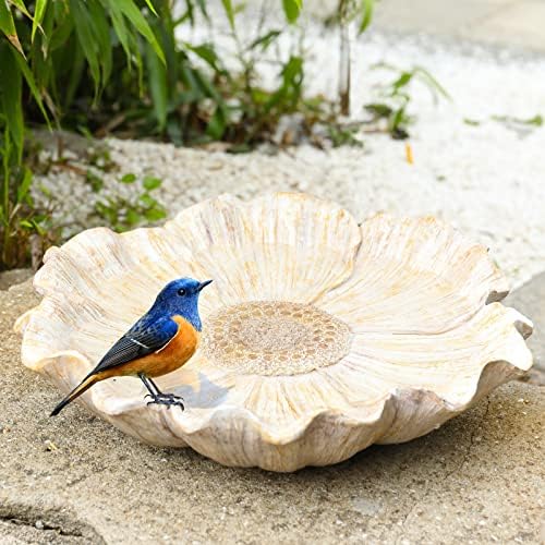 MUMTOP Bird Bath for Outdoors, Resin Garden Flower Birdbath Bowl Yard Decor - Image 3