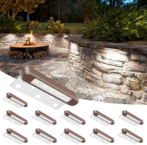 VOLISUN 7 Inch Retaining Wall Lights, 5000K Hardscape Lighting, 12 Pack by VOLISUN