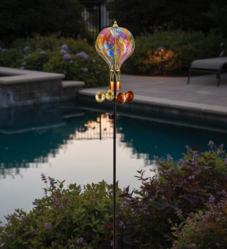 Regal Art & Gift Swirl Balloon Solar Spinner Stake, Metal Kinetic Outdoor - Image 4