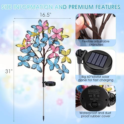 Butterfly Solar Lights Garden Stakes for Outside Cemetery Grave Decorations - Image 6