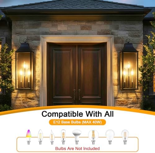 24" Extra Large Outdoor Wall Light, Black Outside Porch Light Fixture - Image 6