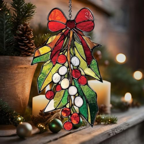 Mosaic Christmas Mistletoe Knot Acrylic Suncatcher - Image 5