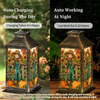 Fall Solar Lantern Rustic Harvest Watercolor Sunflowers Pumpkins Maple Leaves Waterproof Outdoor Hanging Lantern, Solar Powered Garden Light for Patio Yard Camping, Halloween Gift - Image 4