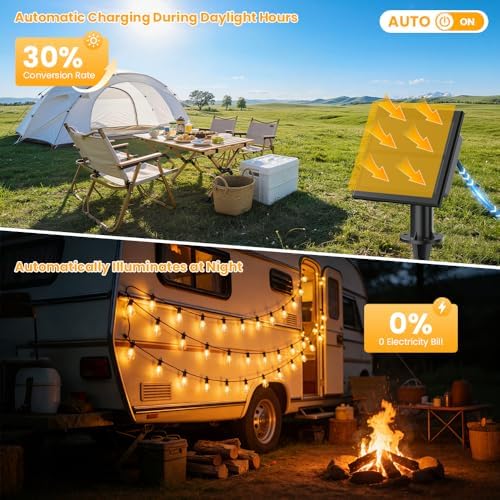 FOOMAN 50FT Solar String Lights Outdoor Waterproof IP65 with USB-Charging - Image 5