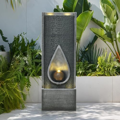 53'' Outdoor Garden Water Fountain with Lights, Water Feature for Patio - Image 6