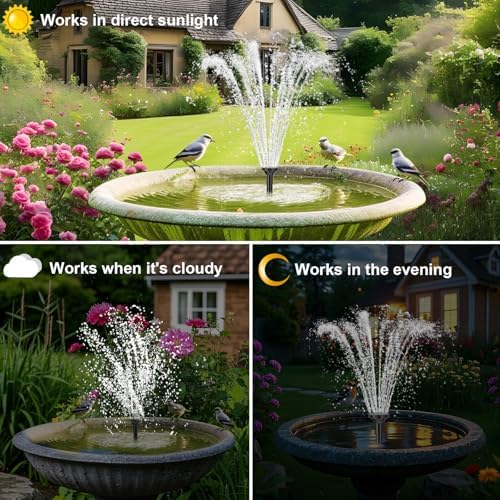 Lewisia Battery Backup Solar Fountain Pump with LED Lighting Solar Powered Water Pump Kit for Pool Koi Pond Garden Bird Bath 5W - Image 3