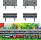 Brick Effect Garden Fence,Flower Bed Border Detachable Splicing Garden Fence,Simulation Bricks Fencing Panels Garden Edging Decoration,4 Pieces,Grey. by CHENSHUO