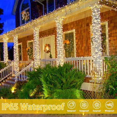 Solar String Lights Outdoor 2 Pack 170FT 480 LED Christmas Light Warm White - Image 4