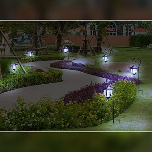 Retisee 6 Pcs 34" Hanging Solar Lantern Lights with Dual Use Shepherd Hooks Outdoor LED Garden Lanterns Decorative Waterproof Pathway Solar Coach Lights for Garden Patio - Image 7