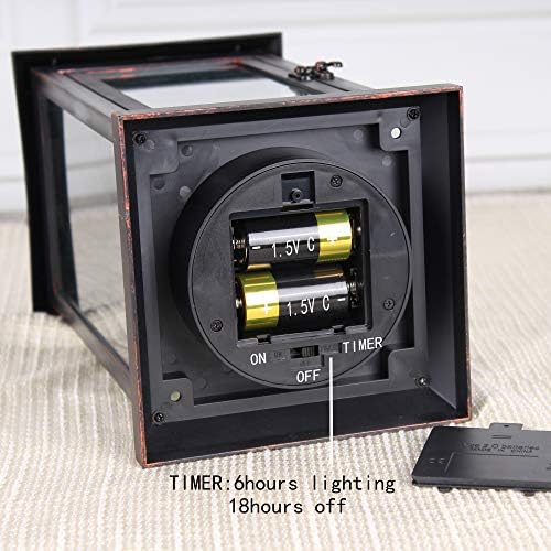 WRalwaysLX 15 inch H The Door-Open Decorative Lantern with flameless LED Candle Light, Outdoor/Indoor LED Lantern, wtith Timer Candle，Plastic with Bronze Undertones.USE 2C Battery(not Include) - Image 3