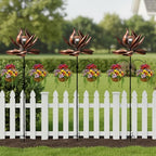 94in Solar Wind Spinner Bronze Metal Garden Stake Kinetic Yard Art - Image 3