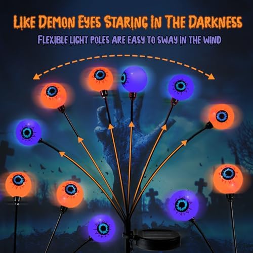 Lewondr 6 Pack Halloween Decorations Outdoor Eyeball Lights - Image 4