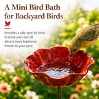 4PC Handmade Metal Flower Garden Stake, Outdoor Bird Bath and Butterfly Watering Station, Bee Watering Flower Stake for Garden Yard, Metal Flower Garden Stakes Bird Bath (Green) - Image 3