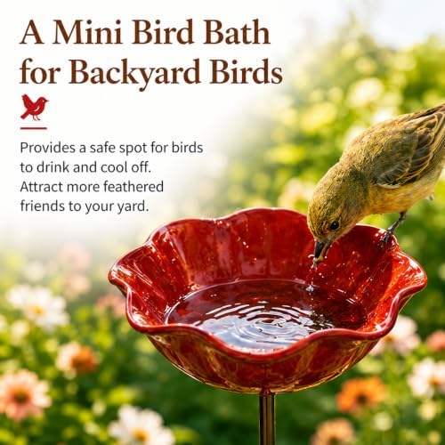 4PC Handmade Metal Flower Garden Stake, Outdoor Bird Bath and Butterfly Watering Station, Bee Watering Flower Stake for Garden Yard, Metal Flower Garden Stakes Bird Bath (Yellow) - Image 3