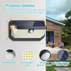 Solar Outdoor Lights, 4000LM 388 LEDs Motion Sensor Outdoor Light, IP65 Waterproof Solar Powered Outside Lights with 270° Wide Angle & 3 Modes, Exterior Flood Security Lights for Patio Garage, 6-Pack - Image 5