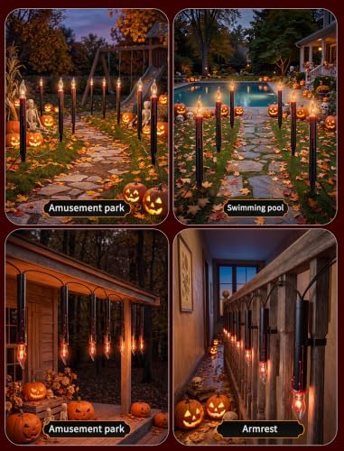 Abeja Halloween Pathway Lights, 19.5FT C18 Flicker Flame Candles, 10 Stakes - Image 7