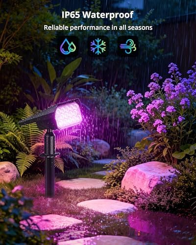 Solar Color Changing RGB Lights IP65 Waterproof, 56 LED 8 Lighting Modes Solar Spotlights, Landscape Lights for Yard Garden Pathway Holiday Decor, 4 Pack (Multicolor) - Image 5