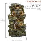 Alpine Corporation WIN1092 Outdoor Multitiered Rock Waterfall Floor Fountain with Warm White LED Lights, 51" Tall, Brown - Image 3