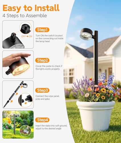 ELECLINK 8 Pack Solar Pathway Lights Outdoor, Adjustable Solar Powered Garden Lights with Bigger LED Lens, Auto On/Off Outdoor Waterproof Solar Lights for Yard Patio Lawn Sidewalk Walkway Driveway - Image 7