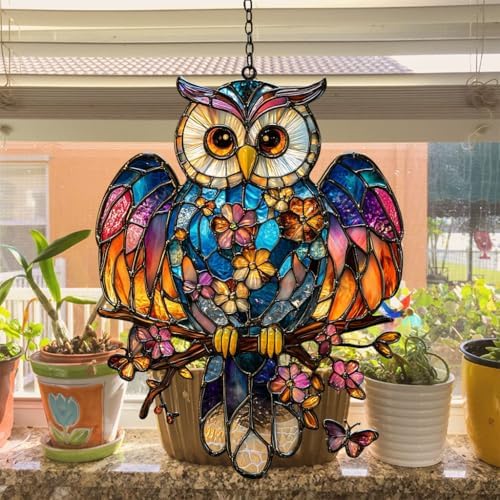Colorful Owl Acrylic Suncatcher - Image 4