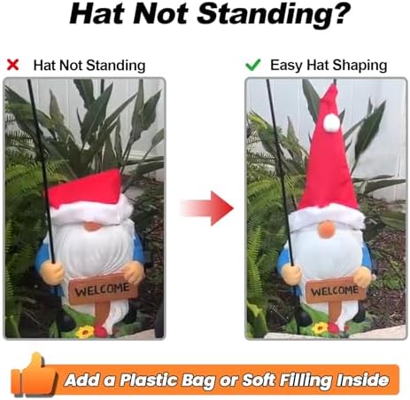 Enrichoice 39" Tall Large Garden Gnomes Outdoor with Solar Lantern, Weatherproof PVC Gnomes Decorations for Yard Statue (Excluding Battery) - Image 3