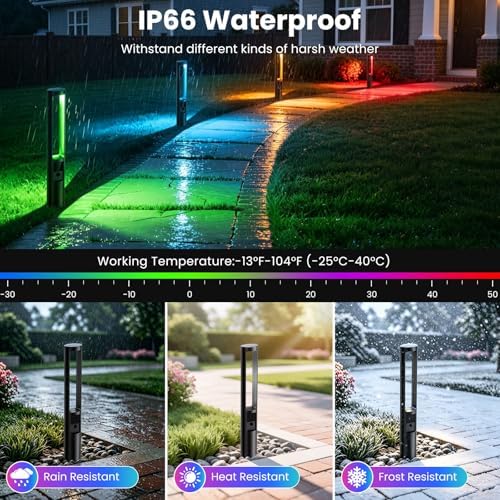 5W RGBW Landscape Pathway Lights with Connectors for Yard (4 Pack) - Image 6