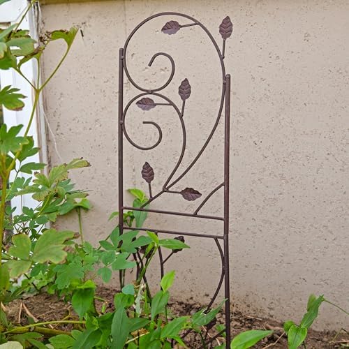 Sunnydaze 32-Inch Rustic Plant Design Outdoor Garden Trellis - Metal Wire Plant Support Trellis for Climbing Plants - Brown - Set of 2 - Image 5
